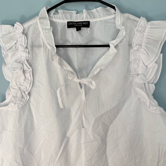 NEW Central Park West Babette Top Sleeveless Eyelet Ruffle Size Large White - Picture 7 of 8